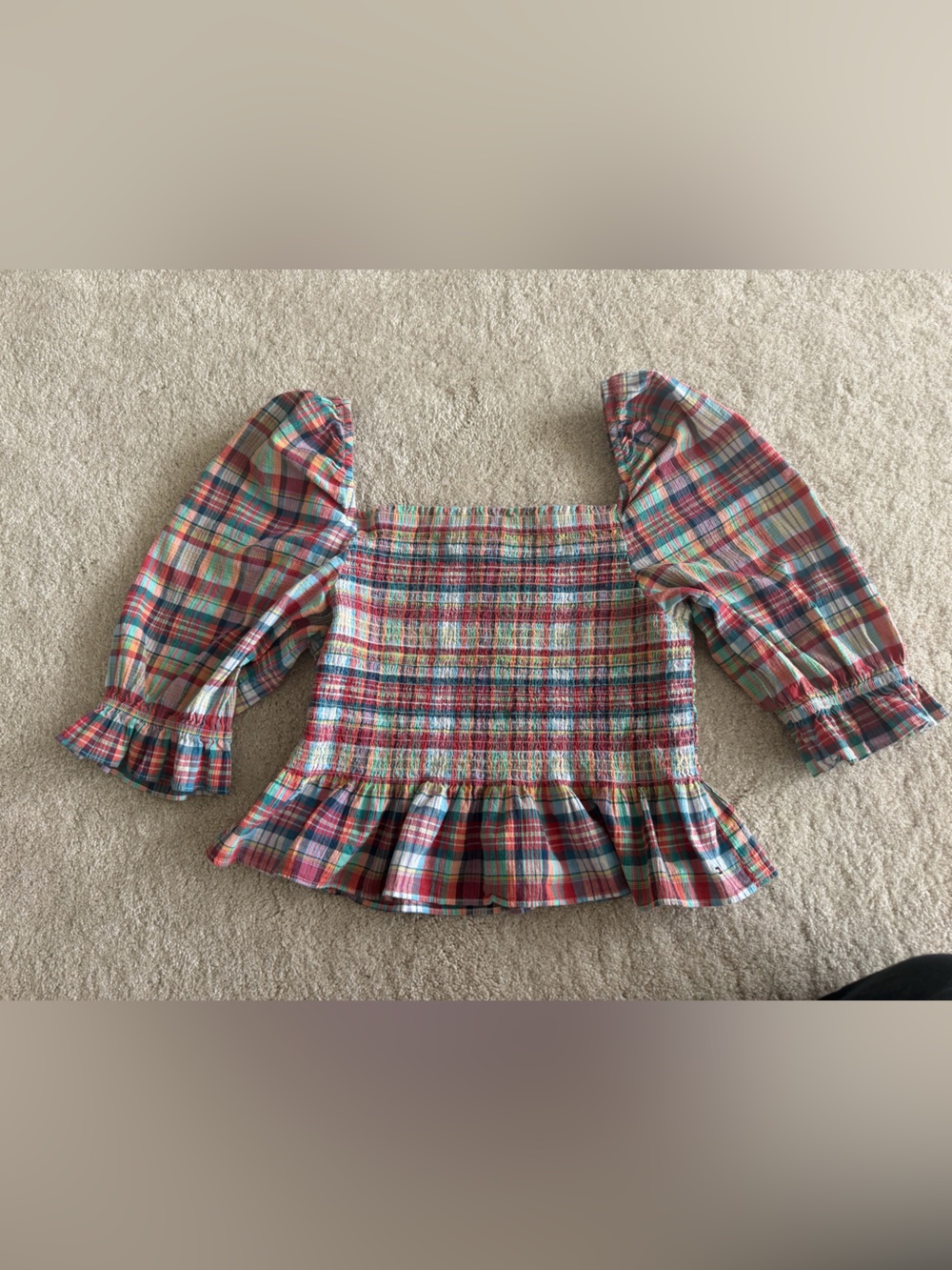 Tommy Hilfiger Womens Cotton Smocked Blouse Sz XL